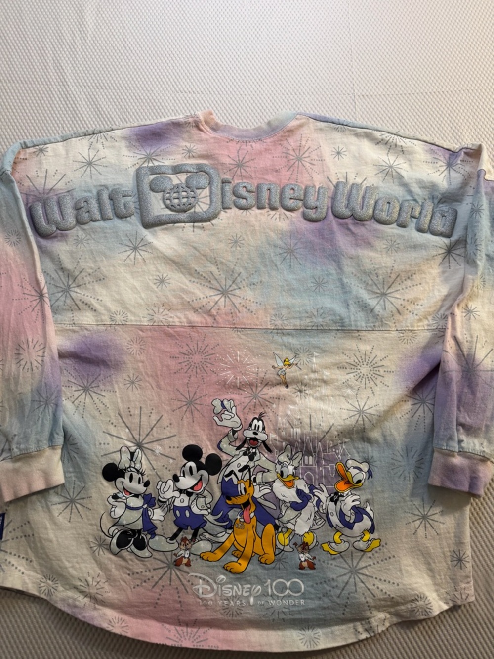Disney 100 Spirit Jersey Walt Disney World Tie Dye Pastel Long Sleeve Size L
